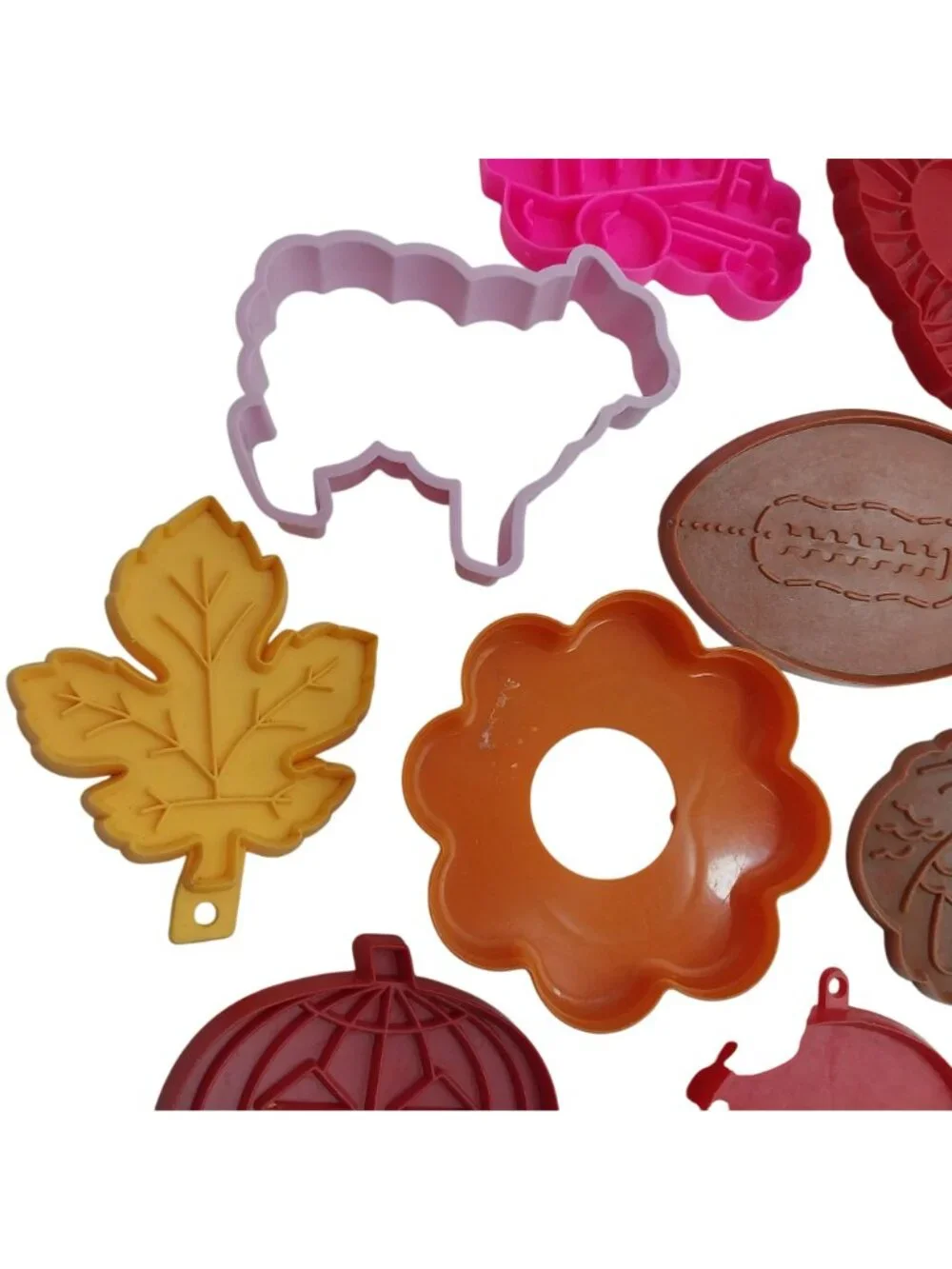 Vintage Plastic Cookie Cutters 22 Assorted Shapes Football Animals Leaves Hallow
